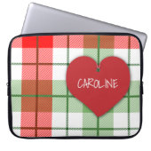 Rote und grüne karierte und Herz-Laptop-Hülse Laptopschutzhülle (Vorderseite)
