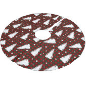 ROTE UND GRÜNE KARO-MUSTER UND WEISSE BÄUME POLYESTER WEIHNACHTSBAUMDECKE (Schrägansicht)