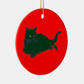 Rote und grüne Kätzchen Keramik Ornament (Rechts)