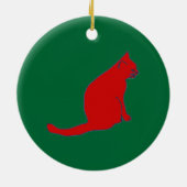Rote und grüne Kätzchen Keramik Ornament (Hinten)