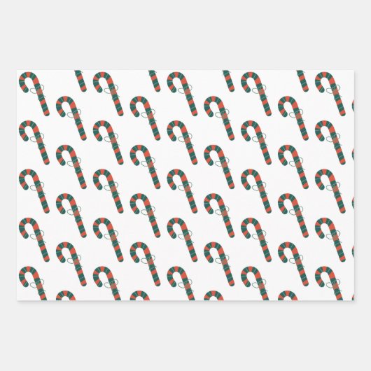 Rote und grüne Kerzenständer koordinierte Weihnach Geschenkpapier Set (Vorderseite 3)