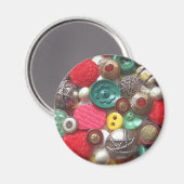 Rote und Grüne Knöpfe Collage Magnet (Vorderseite/Rückseite)