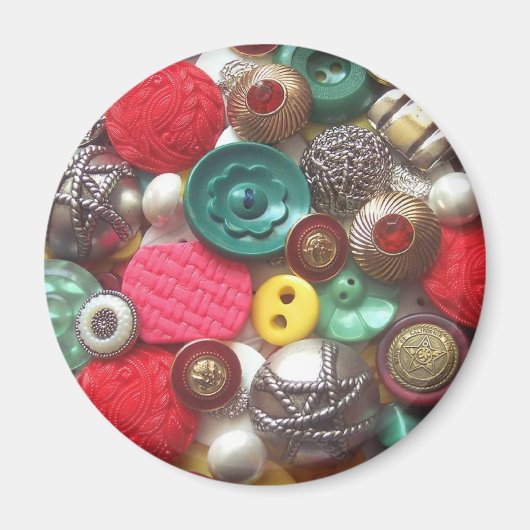 Rote und Grüne Knöpfe Collage Magnet (Vorne)