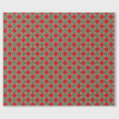 Rote und grüne Kreise Muster Weihnachten Geschenkpapier (Flach)