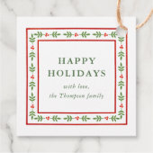 Rote und grüne Leute Inspirierte Urlaubspende Geschenkanhänger (Rückseite)