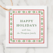 Rote und grüne Leute Inspirierte Urlaubspende Geschenkanhänger (Vorderseite)