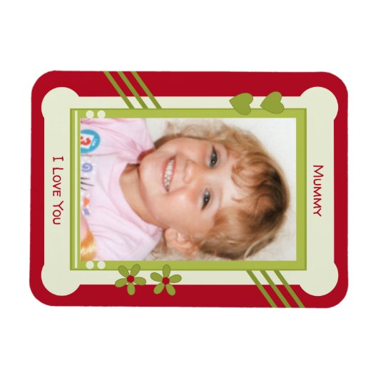 Rote und grüne Liebe, Ihr Mama Foto Magnet (Horizontal)