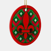Rote und grüne Lilien-Weihnachtsverzierung Keramik Ornament (Rechts)