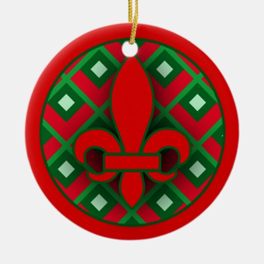 Rote und grüne Lilien-Weihnachtsverzierung Keramik Ornament (Vorne)