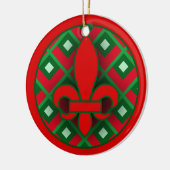 Rote und grüne Lilien-Weihnachtsverzierung Keramik Ornament (Links)