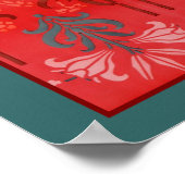 Rote und grüne Liliengestalt Abstrakte Kunst Poster (Ecke)