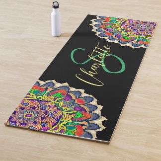 Rote und grüne Mandala Monogram Yoga Mat Yogamatte