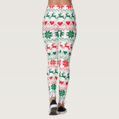 Rote und grüne Messe Isle Print Leggings (Rückseite)