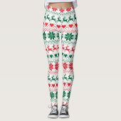 Rote und grüne Messe Isle Print Leggings (Vorderseite)