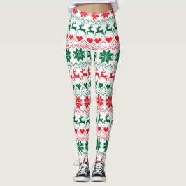 Rote und grüne Messe Isle Print Leggings