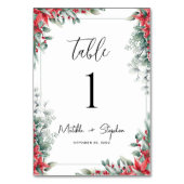 Rote und grüne Minimalistische Weihnachtsfeier Tischnummer (Rückseite)