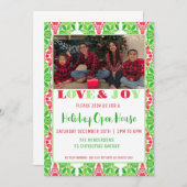 Rote und grüne Mosaike Urlaub Open House Einladung (Vorne/Hinten)