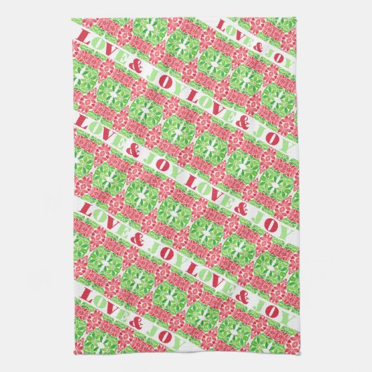 Rote und grüne Mosaikküche Handtücher (Vertikal)