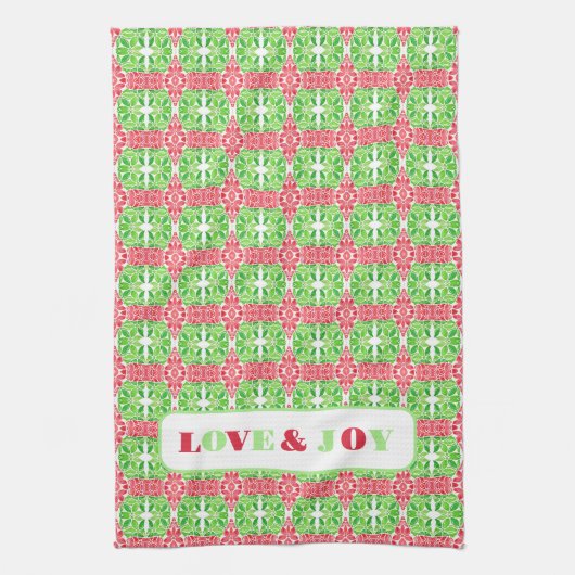 Rote und grüne Mosaikküche Handtücher (Vertikal)