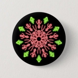 Rote und grüne Neonerde Blume Button