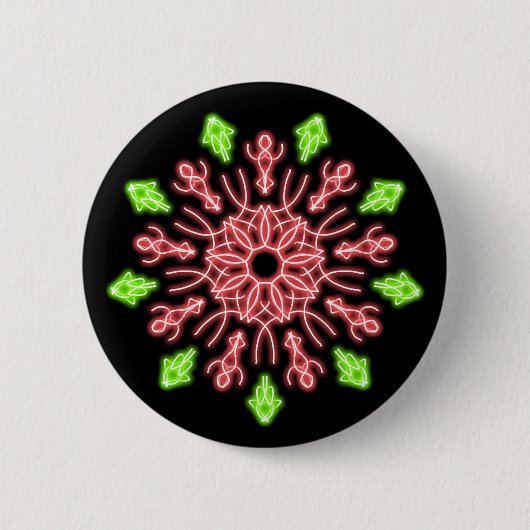 Rote und grüne Neonerde Blume Button (Vorderseite)