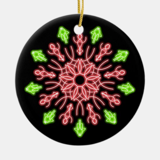 Rote und grüne Neonerde Blume Keramik Ornament (Vorne)