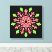 Rote und grüne Neonerde Blume Leinwanddruck (Insitu (Holzboden))
