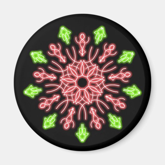 Rote und grüne Neonerde Blume Magnet (Vorne)