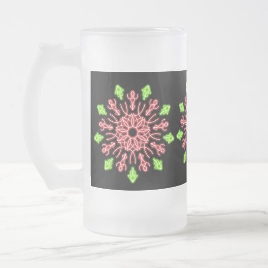 Rote und grüne Neonerde Blume Mattglas Bierglas (Links)