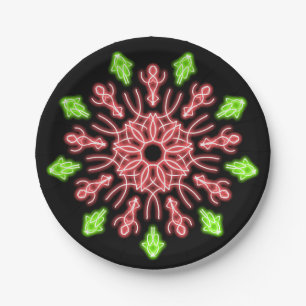 Rote und grüne Neonerde Blume Pappteller