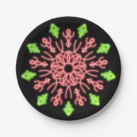 Rote und grüne Neonerde Blume Pappteller (Vorderseite)
