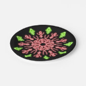 Rote und grüne Neonerde Blume Pappteller (Schrägansicht)