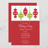 Rote und grüne Ornamente Feierlichkeiten Einladung (Vorne/Hinten)