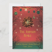 Rote und grüne Ornamente, Weihnachtskarten Einladung (Vorderseite)