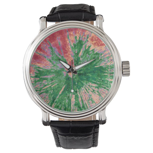 Rote und grüne Paintball-Uhr Armbanduhr (Vorderseite)