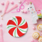 Rote und grüne Pfefferminzbonbons Weihnachtsfeste  Pappteller (Party)