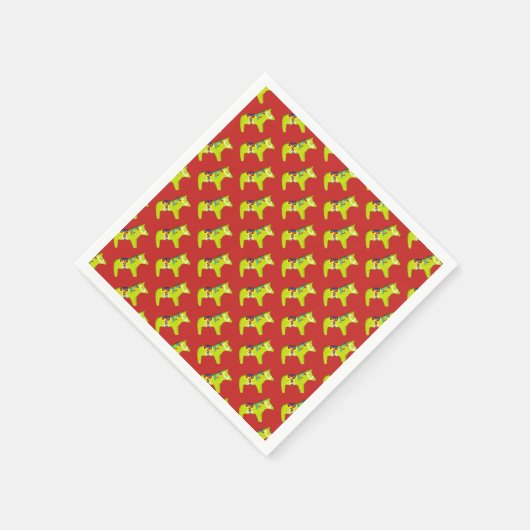 Rote und grüne Pferde Serviette (Ecke)