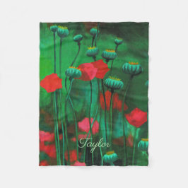 Rote und grüne Pfoten, Blume für Blumenmuster Fleecedecke