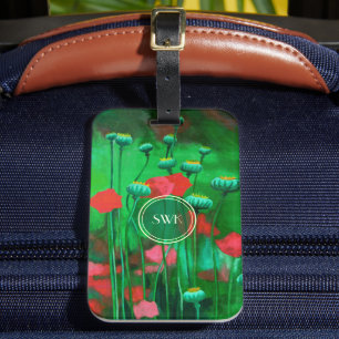 Rote und grüne Pfoten, Blume für Blumenmuster Gepäckanhänger