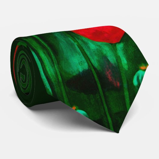 Rote und grüne Pfoten, Blume für Blumenmuster Krawatte (Gerollt)