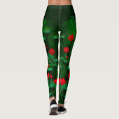 Rote und grüne Pfoten, Blume für Blumenmuster Leggings (Rückseite)