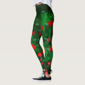 Rote und grüne Pfoten, Blume für Blumenmuster Leggings (Links)