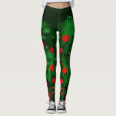 Rote und grüne Pfoten, Blume für Blumenmuster Leggings (Vorderseite)