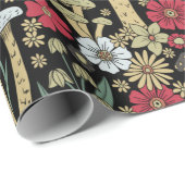 Rote und grüne Pilze und Blume Geschenkpapier (Rolleneckpunkt)