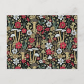 Rote und grüne Pilze und Blume Postkarte (Vorderseite)