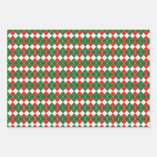 Rote und grüne Plätze Geschenkpapier Set (Vorderseite)