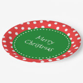 Rote und grüne Polka dots festliche Weihnachten Pappteller (Schrägansicht)