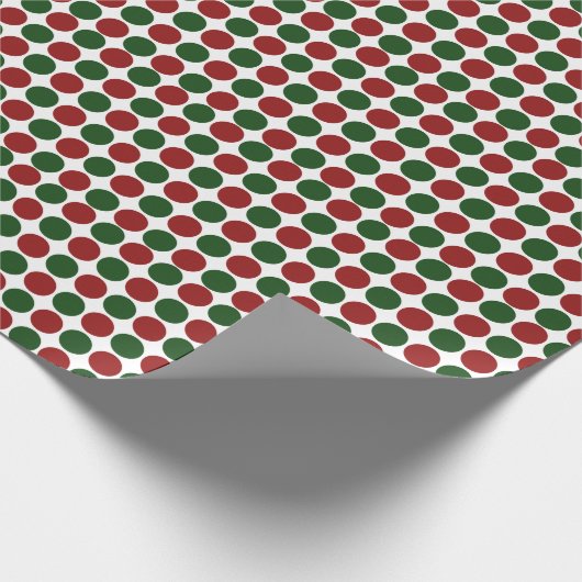Rote und grüne Polka Punkte auf Weiß Geschenkpapier (Ecke)