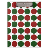 Rote und grüne Polka Punkte auf Weiß Klemmbrett (Vorderseite)