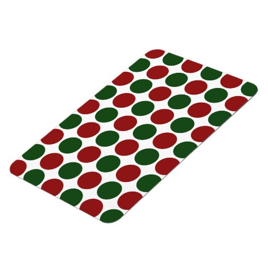 Rote und grüne Polka Punkte auf Weiß Magnet (Linke Seite)